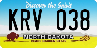 ND license plate KRV038