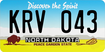 ND license plate KRV043