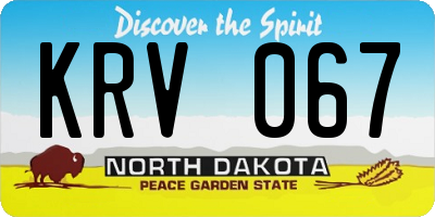 ND license plate KRV067