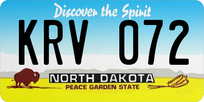 ND license plate KRV072