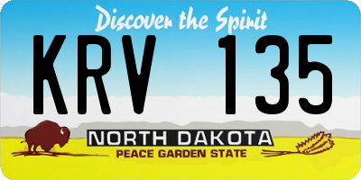 ND license plate KRV135