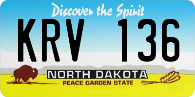 ND license plate KRV136