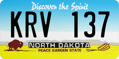 ND license plate KRV137