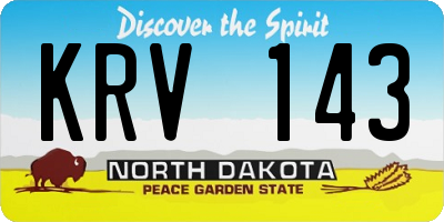 ND license plate KRV143