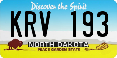 ND license plate KRV193