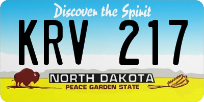 ND license plate KRV217