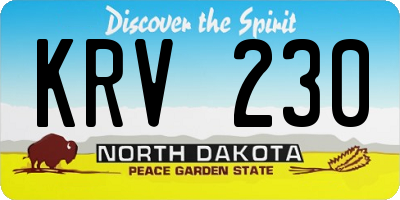 ND license plate KRV230