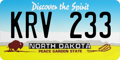 ND license plate KRV233