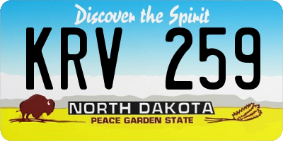 ND license plate KRV259
