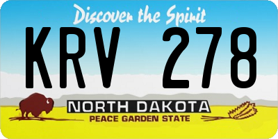 ND license plate KRV278