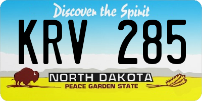 ND license plate KRV285