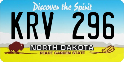 ND license plate KRV296