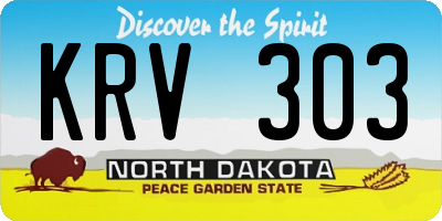 ND license plate KRV303