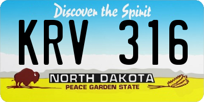 ND license plate KRV316
