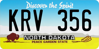 ND license plate KRV356