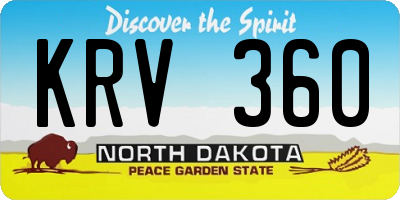 ND license plate KRV360