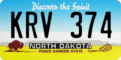 ND license plate KRV374