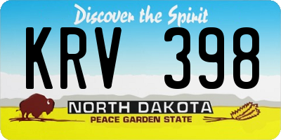 ND license plate KRV398