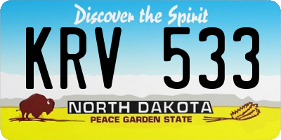 ND license plate KRV533