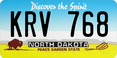 ND license plate KRV768
