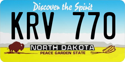 ND license plate KRV770