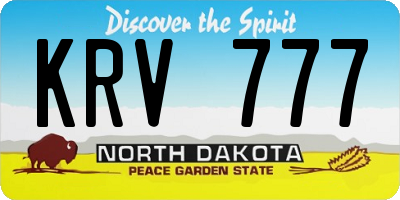 ND license plate KRV777