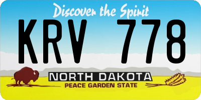ND license plate KRV778