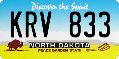 ND license plate KRV833