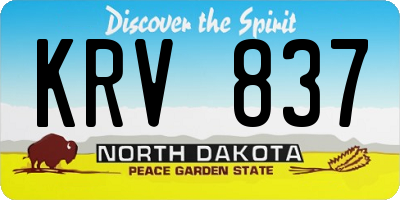 ND license plate KRV837