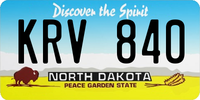 ND license plate KRV840