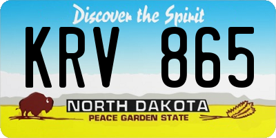 ND license plate KRV865