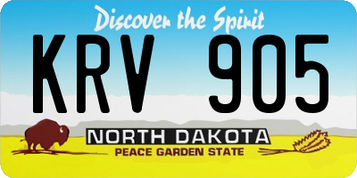 ND license plate KRV905