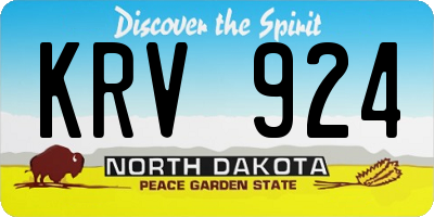 ND license plate KRV924