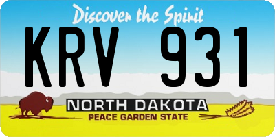 ND license plate KRV931