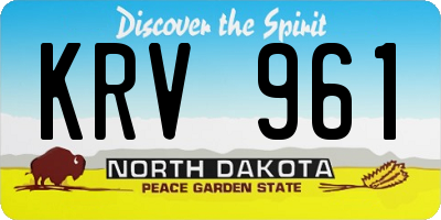 ND license plate KRV961