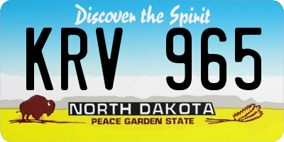 ND license plate KRV965