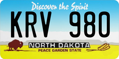 ND license plate KRV980