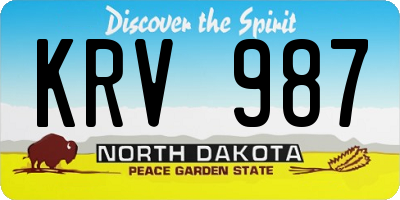 ND license plate KRV987