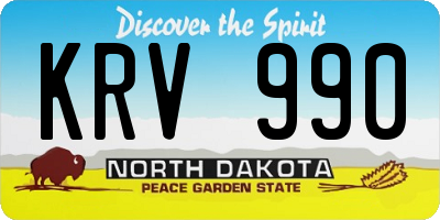 ND license plate KRV990