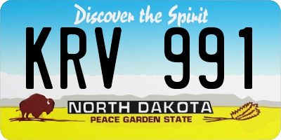 ND license plate KRV991