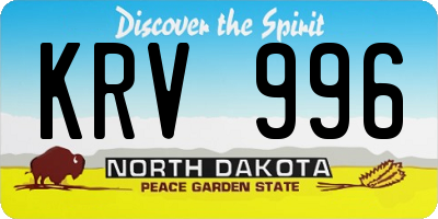 ND license plate KRV996