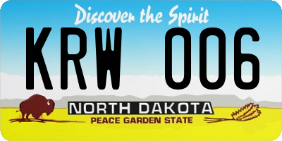ND license plate KRW006