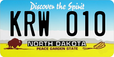 ND license plate KRW010