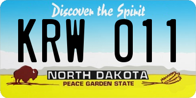 ND license plate KRW011