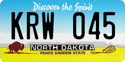 ND license plate KRW045