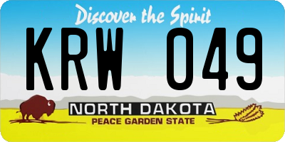 ND license plate KRW049