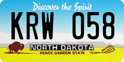 ND license plate KRW058
