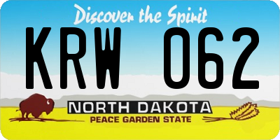 ND license plate KRW062