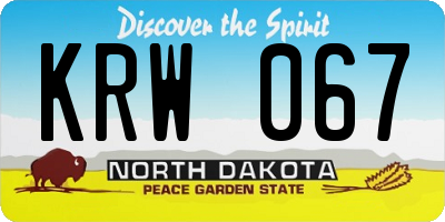ND license plate KRW067
