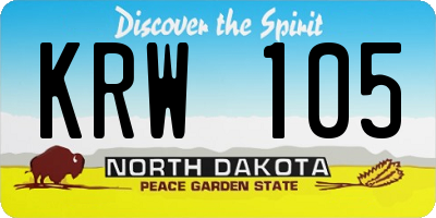 ND license plate KRW105